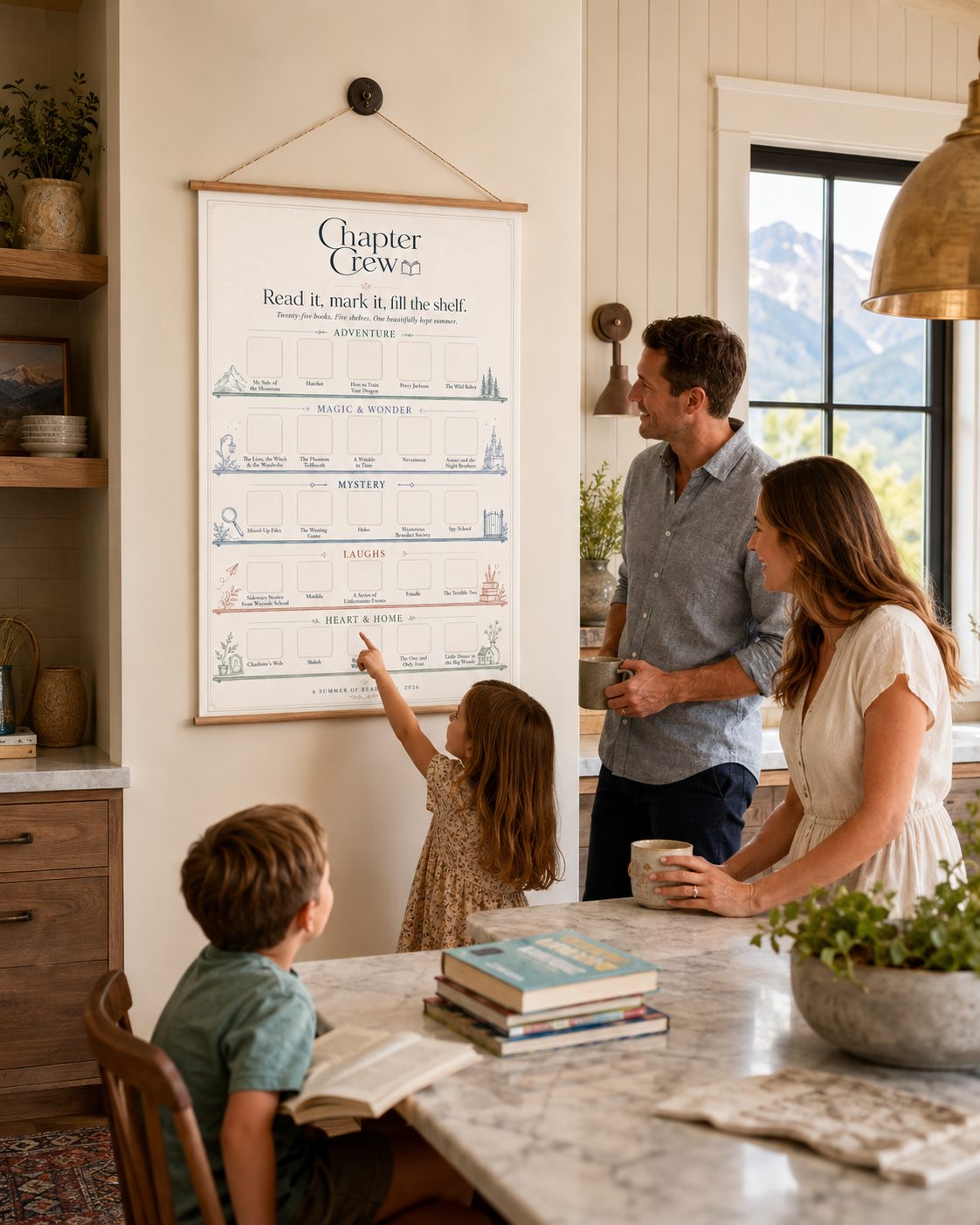 The Chapter Crew poster hanging in a family kitchen